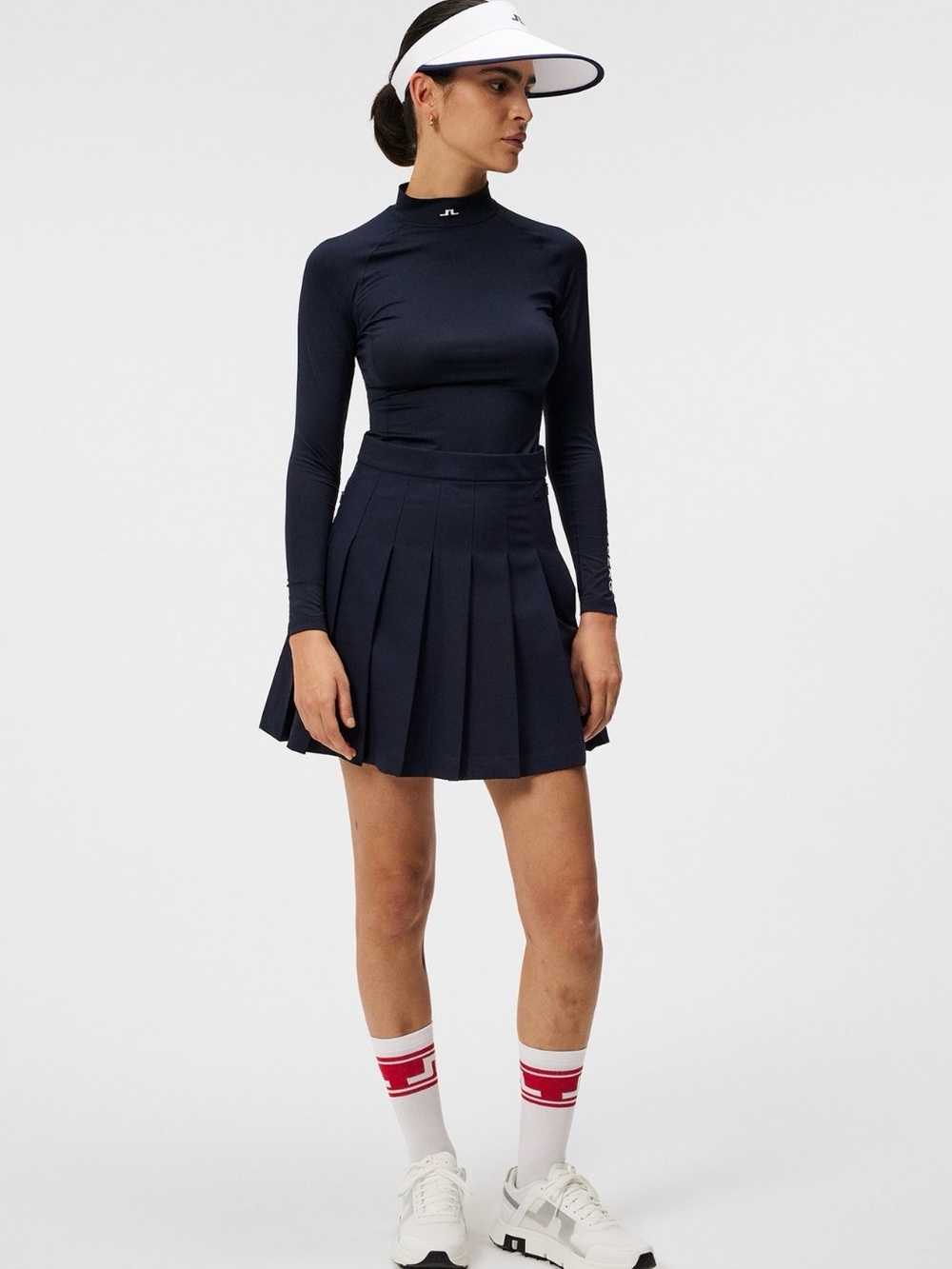 NWT J.Lindeberg Adina Pleated Golf Tennis Skirt Navy L (missing shorts)